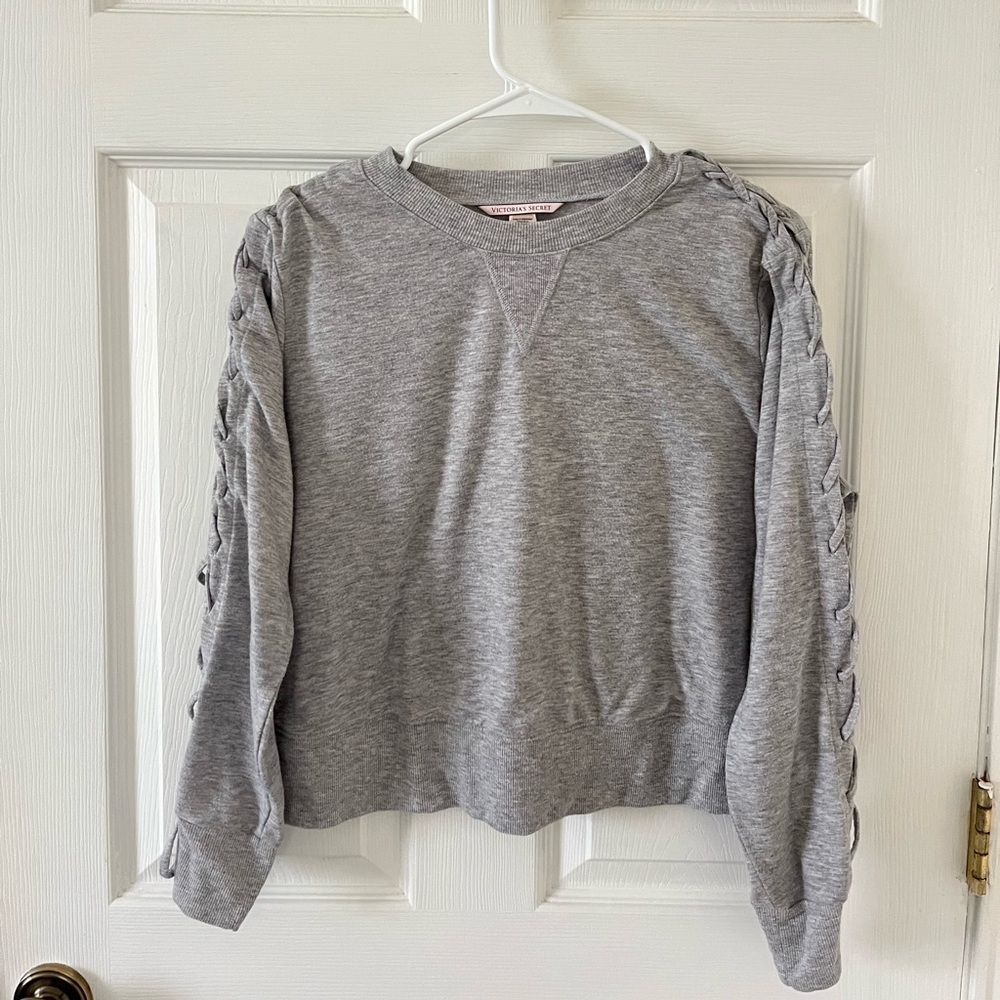 Victoria's Secret Gray Sweatshirt with Sleeve Ties